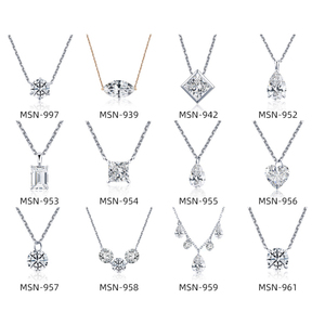 เครื่องประดับชั้นดี MSN-878 ทองคำขาว 18K ประดับด้วยพลอยแซฟไฟร์สีเหลืองทรงรีและมอสซาไนต์ จี้รูปแมวน่ารักพร้อมสร้อยคอ - Product Image 5
