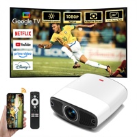 Projecteur numérique Google TV sous licence officielle 1080P pour cinéma maison intelligent, mini projecteur WiFi Dolby Sound 1300 ANSI pour l'éducation et les entreprises