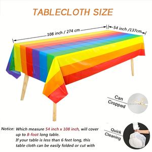 <span class=keywords><strong>Mantel</strong></span> versátil con rayas arcoíris, <span class=keywords><strong>mantel</strong></span> desechable, grueso, envuelto individualmente, plástico duradero, decoración festiva para todas las estaciones - Product Image 5