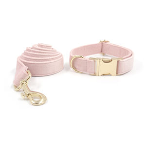 Collar de terciopelo rosa de <span class=keywords><strong>princesa</strong></span> para mascotas, Correa con lazo para perros con hebillas doradas, collar suave para cachorros - Product Image 4