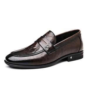 2026 Spring <b>Men's</b> Leather Shoes Formal Business <b>Slip</b> <b>on</b> Loafers High End Casual Wedding Shoes - Product Image 3