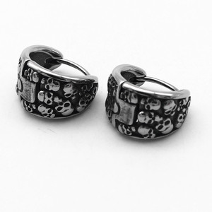 Pendientes yunnique Huggie con diseño de calavera de acero de titanio para hombres y mujeres, joyería de estilo Punk Hip Hop - Product Image 1