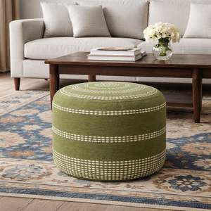 Poufs et tapis en coton faits à la main de style moderne avec motif abstrait et géométrique et corde à perles pour une utilisation décorative de mariage - Product Image 3