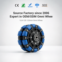 Roue omnidirectionnelle 2LH-125 de 125 mm à double couche de roulement à billes, rouleau en caoutchouc bleu pour robot AGV