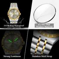 Мужские часы POEDAGAR 675 Gold Luxury Fashion, корпус из нержавеющей стали, водонепроницаемость 3BAR, кварцевый механизм, циферблат с римскими цифрами
