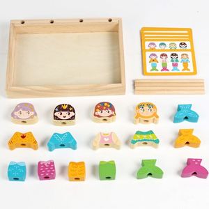 Jouets de motricité fine, cadeaux Montessori, thème sirène, jouet en bois à empiler et à trier, blocs de formes assorties pour les tout-petits, filles et garçons - Product Image 2