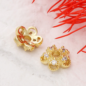 <b>Flower</b> Shape Gold Plated Bead Setting 7.5mm For <b>Bracelet</b> Making Jewelry Findings - Product Image 5