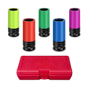 Spot 1/2" Drive Wheel Protector Impact Socket Non-marring Lug Nut Thin Wall Cr-Mo Color-Coded Protective Sleeve Deep Socket Set