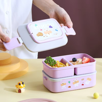 Boîte à lunch mignonne pour fournitures scolaires avec cuillère et fourchette Loncheras Boîte à bento étanche Couverts à collation pour la cuisine des enfants