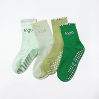 Chaussettes de Pilates côtelées personnalisées avec logo OEM, antidérapantes en coton, pour femmes, idéales pour le yoga et l'entraînement en studio (vente en gros)