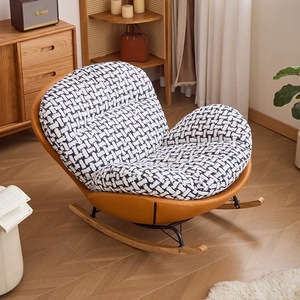 Chaises de salon modernes et luxueuses Fauteuil inclinable à bascule en forme d'œuf Canapé de salon Mobilier de chambre à coucher pour adultes avec cadre rond en métal paresseux simple - Product Image 1