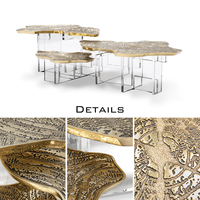 Table basse d'inspiration impressionniste moderne avec base géométrique en acrylique pour salon et mobilier d'hôtel