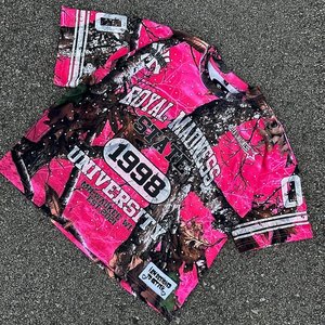 Tùy Chỉnh Heavyweight Thời Trang Phố Pháp Terry Đầy Đủ Đồ Họa In T Áo Sơ Mi Vá Ngắn Tay Áo Rhinestone Camo Áo Thun Nam - Product Image 2