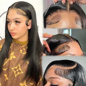 Perruque lisse en cheveux humains, cheveux vierges vietnamiens, pré-épilée, sans colle, perruque en dentelle HD complète, dentelle suisse HD frontale - Product Image 2