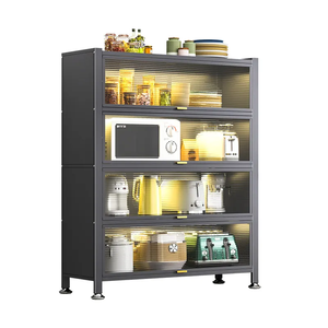 Armoire de cuisine personnalisée grise 4/5 portes pour micro-ondes, <span class=keywords><strong>meuble</strong></span> de rangement anti-poussière pour snacks de salon - Product Image 3