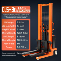 Gerbeur électrique 1500 kg, hauteur de levage 3 m, gerbeur de palettes d'entrepôt avec moteur AC, fourches réglables