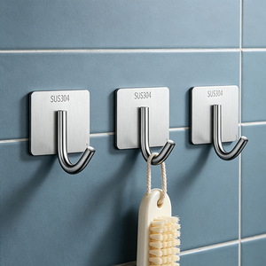 No-drill stainless steel strong adhesive <b>hook</b> for bathroom and kitchen walls, <b>coat</b> <b>hooks</b>, <b>single</b> <b>hook</b> - Product Image 2