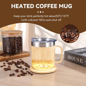 Custom Eco-friendly Double Wall Stainless Steel Bamboo Shell Coffee Mug Water Tumbler <b>Cup</b> With Lid and Handle - Product Image 5