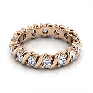 แหวนเพชรทรงกลมเจียระไนแบบบริลเลียนท์เคลือบทอง 18K 14K รุ่น Twisted Vine แหวนเพชร CVD แหวนหมั้นสำหรับผู้หญิง - Product Image 2