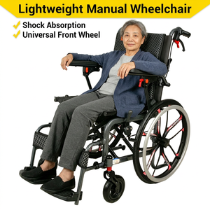 Lichtgewicht opvouwbare rolstoel voor gehandicapten, met een sterk aluminium frame en ademende mesh-zitting - Product Image 1