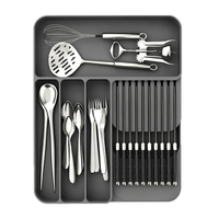 Boîte de rangement rectangulaire en silicone pour couverts de cuisine, couteaux, fourchettes, baguettes, organiseur de compartiments, support de tiroir d'armoire, sans BPA