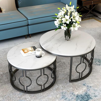 Tables d'appoint de luxe pour salon, plateau en marbre, mobilier moderne personnalisable pour hôtel, ensemble de tables basses en métal avec rangement