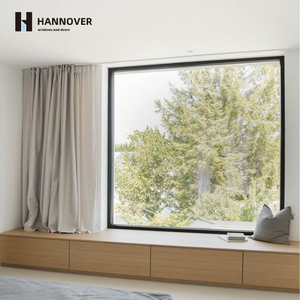 חלונות הוריקן קבועים עם מסגרת שחורה, זיגוג כפול, מסגסוגת אלומיניום, בידוד חום, עמידים למים, לבתי וילה מודרניים - Product Image 1