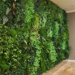Aangepaste Evergreen Kunstplanten Gras Muur Tropische Jungle Stijl Kunstmatige Plant Greenery Achtergrond Nep Hangen Plant Muur