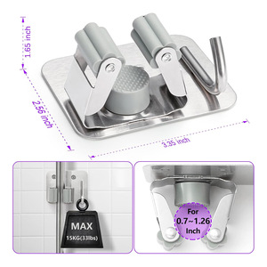 Stainless Steel Mop <b>Hook</b> Rack Wall Mounted Black With <b>Hook</b> And Hole Punch 3M For Kitchen <b>Garden</b> Laundry Tools Storage - Product Image 4
