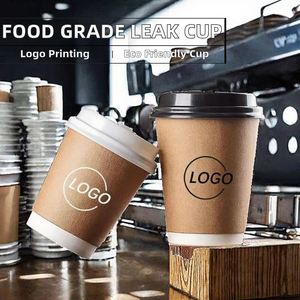 Gobelets en papier jetables à double paroi, résistants aux fuites, avec logo personnalisé, biodégradables, de qualité alimentaire, pour emballages de café à emporter - Product Image 2