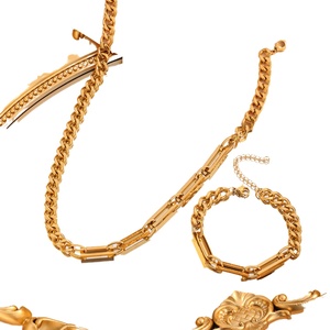 Juego de Joyería Fina de Moda para Mujer, Collar, Pulsera y Aretes con Números Romanos, Chapado en Oro de 18k, Resistente al Agua, con Diamantes, en Acero Inoxidable - Product Image 4