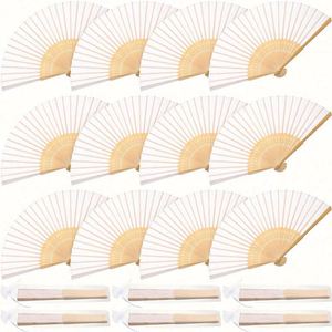 Éventail pliant personnalisé en tissu à motif floral, style os de bambou ajouré, pour festivals, mariages, cadeaux d'affaires et décoration de fête en papier - Product Image 1