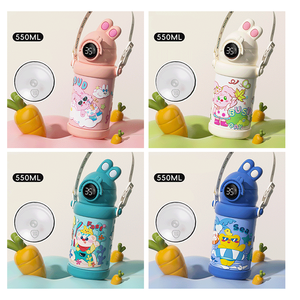 Bouteille d'eau pour enfants 18 oz en acier inoxydable avec affichage de la température LED, paille souple, sans BPA, en acier inoxydable. - Product Image 5