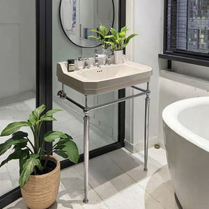 Français rétro laiton support moderne Simple sol lavabo doré salle <span class=keywords><strong>de</strong></span> bain balcon lavabo en céramique bassin salle <span class=keywords><strong>de</strong></span> bain armoire - Product Image 2