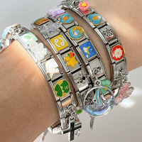 Bracelet à breloques italien vintage, Bracelet personnalisé sur le thème, Bracelet à breloques bricolage en acier inoxydable