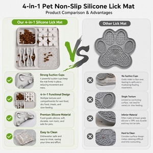 4 in 1 Silicone Lick Mat <b>Slow</b> <b>Feeder</b> Pet Feeding Tray With Compartments Food Dispenser for Dogs Cats - Product Image 2