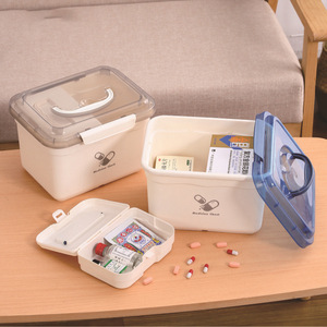 Medicine <b>Chest</b> Plastic <b>Storage</b> Box Set With Lid For Household First Aid Pill Organization Blue Gray PP Material - Product Image 1