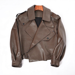 Chaqueta de Cuero de Nuevo Estilo para Mujer, Moda de Invierno, Manga Larga con Forro de Seda - Product Image 1
