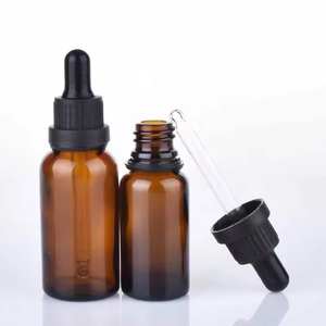 Bottiglia di olio essenziale di vetro ambrato da 5ml a 100ml con tappo a vite in plastica da 18mm per crema per la cura della pelle e crema per il viso forma piatta - Product Image 3