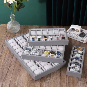 Sang Trọng Đồng Hồ Hiển Thị Giá Cửa Hàng Cửa Hàng Showcase PU Da Nhung Đồng Hồ Chủ Set Đồng Hồ Hiển Thị Tray Cho 6 12 24 30 Khe Cắm - Product Image 5