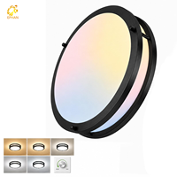 Plafonnier LED rond 12W 18W 24W, double anneau, ultra-plat, noir