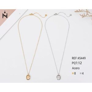 Collar con Colgante Angelina S, Oro, Plata, Acero, Ovalado, Zirconia, Cadena de Serpiente, Joyería de Moda Unisex, Regalo Diario - Product Image 2