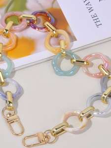 À la mode multicolore irisé acrylique chaîne ton or liens Durable polyvalent accessoire ceinture sac sac à main décoration élégant - Product Image 5