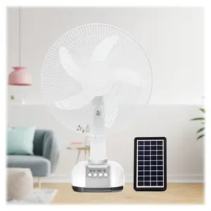 New 16 Inch 5 Blades 2 Batteries Rechargeable Solar Table Fan 12v Dc Solar Fan With Panel And Battery