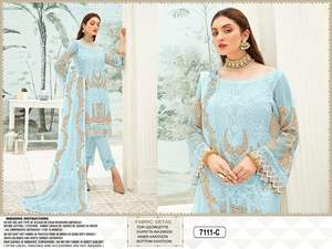 Costume pakistanais dernier modèle avec fausse georgette lourde avec broderie lourde Costume Salwar de l'Inde - Product Image 3