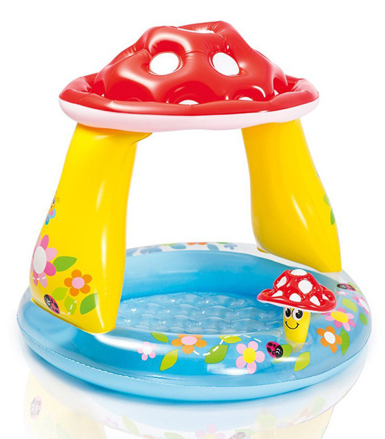 Piscina infantil con sombrilla para bebés con forma de hongo