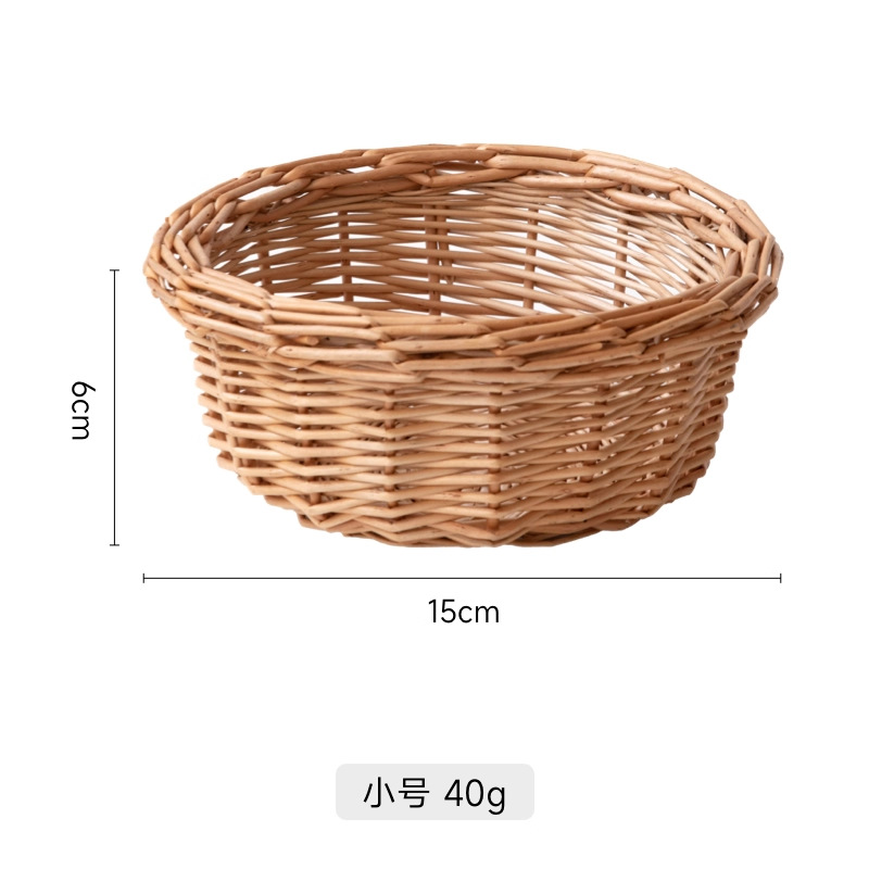 Round wicker storage basket - small size, 15cm wide * 6cm high