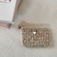 Pochette de rouge à lèvres portable faite à la main et sac suspendu porte-monnaie en fil au crochet avec motif de bonbons porte-cartes en fil mélangé