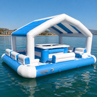 Bar flottant gonflable personnalisé OEM pour fête au bord de la piscine avec auvent en PVC, logo personnalisé d'usine, faible MOQ, vente en gros, approvisionnement direct