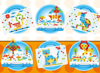 Jeu de construction créatif en mosaïque avec perceuse, 237 pièces, tournevis électrique, planche à chevilles, ensemble de construction éducatif STEM en plastique
